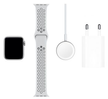 Apple Watch Watch Nike+ 5, 40 мм, корпус из алюминия цвета «серебристый», спортивный ремешок Nike цвета чистая платина/черный
